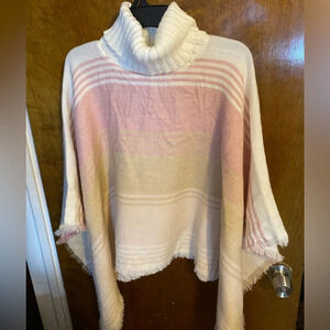 Tahari Pink and Cream Cowl Neck Sweater